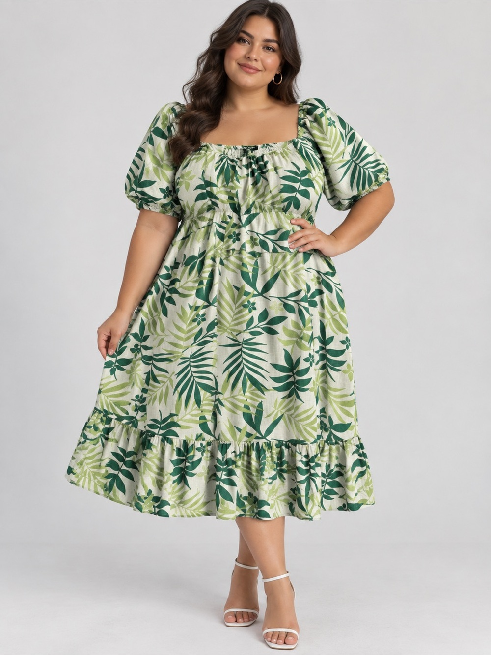 Green Leaf Print Bottoms - White & Green
